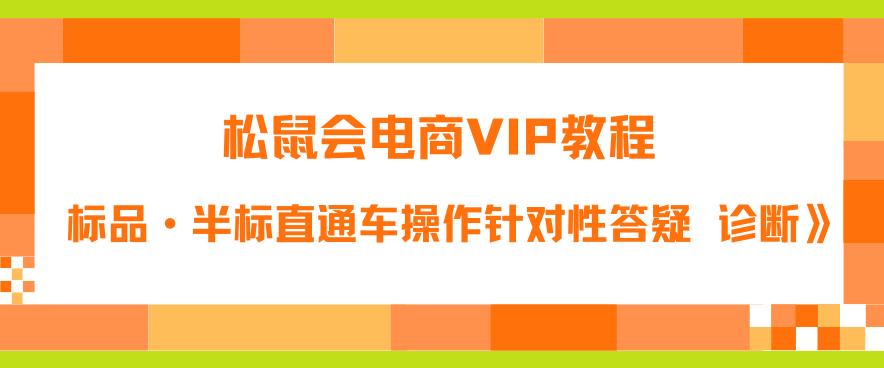 松鼠会电商VIP教程：松鼠《付费推广标品·半标直通车操作针对性答疑&诊断》-温暖资源库