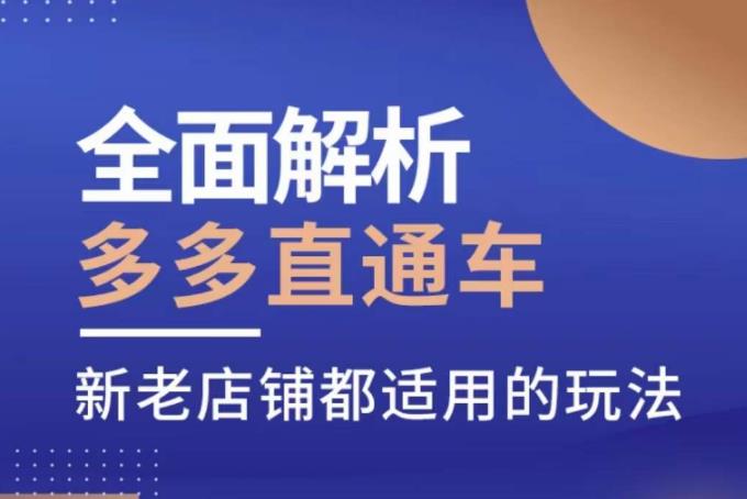 全面解析多多直通车，​新老店铺都适用的玩法-温暖资源库