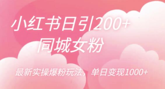 小红书日引200+同城女粉，最新实操爆粉玩法，单日变现1000+【揭秘】-温暖资源库