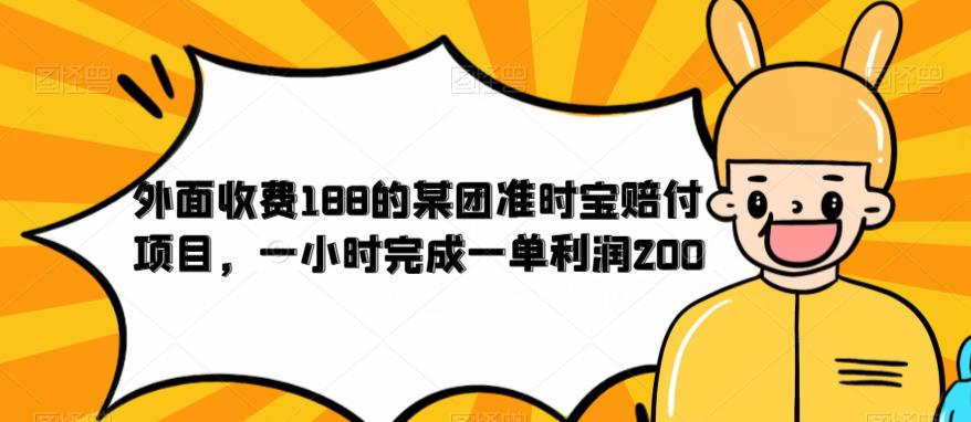 外面收费188的美团准时宝赔付项目，一小时完成一单利润200【仅揭秘】-温暖资源库
