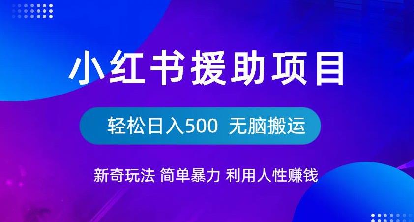 小红书援助项目新奇玩法，简单暴力，无脑搬运轻松日入500【揭秘】-温暖资源库