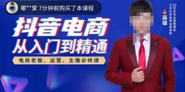 高雄哥·抖音电商从入门到精通，​从账号、流量、人货场、主播、店铺五个方面全面解析抖音电商核心逻辑-温暖资源库