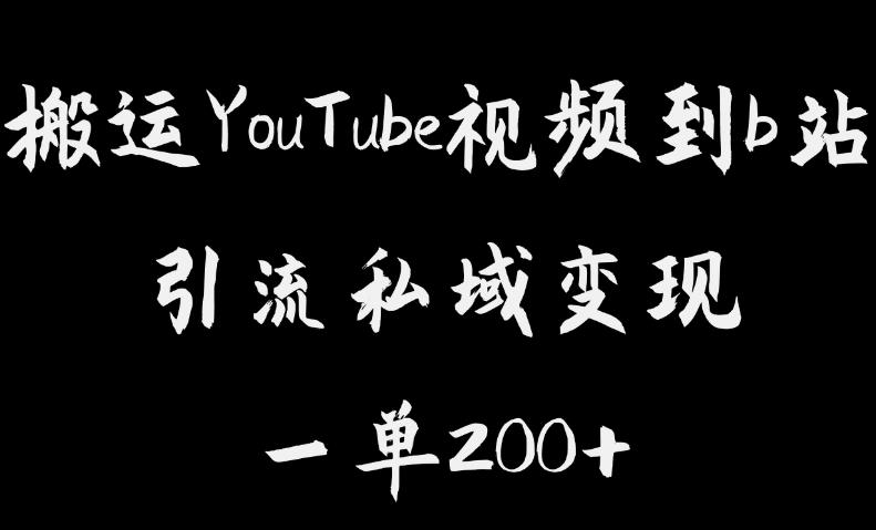 搬运YouTube视频到b站，引流私域一单利润200+，几乎0成本！【揭秘】-温暖资源库