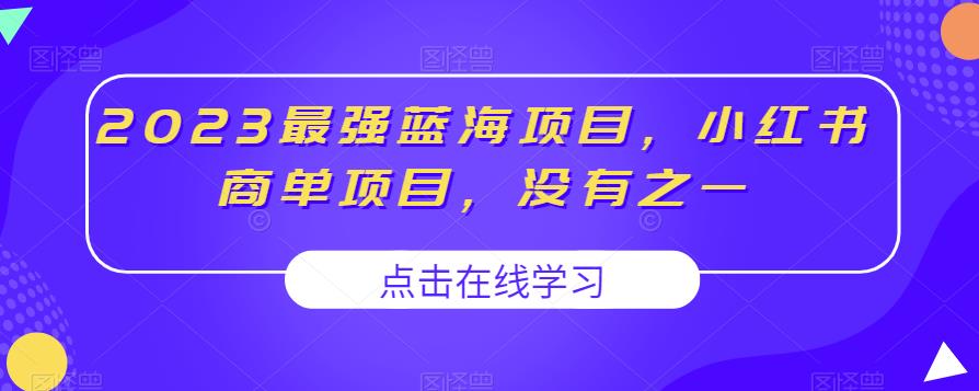 2023最强蓝海项目，小红书商单项目，没有之一【揭秘】-温暖资源库
