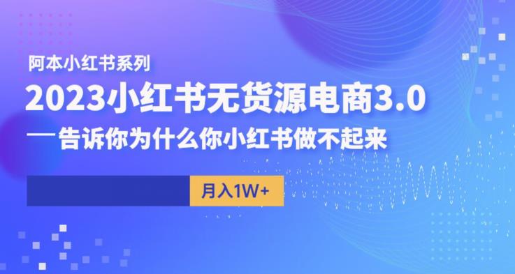 阿本小红书无货源电商3.0，告诉你为什么你小红书做不起来-温暖资源库