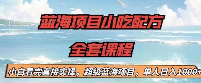 蓝海项目小吃配方全套课程，小白看完直接实操，单人日入1000+【揭秘】-温暖资源库