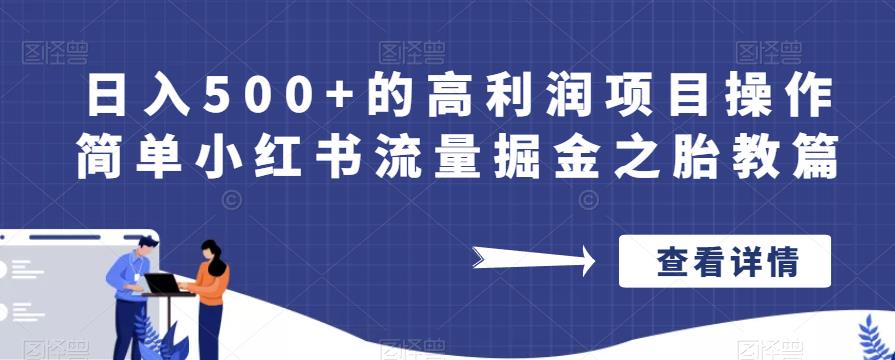 日入500+的高利润项目操作简单小红书流量掘金之胎教篇【揭秘】-温暖资源库