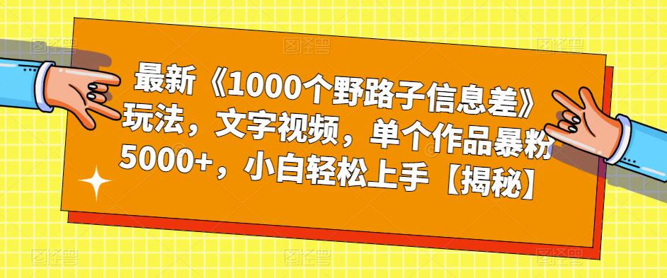 最新《1000个野路子信息差》玩法，文字视频，单个作品暴粉5000+，小白轻松上手【揭秘】-温暖资源库