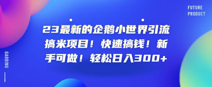 23最新的企鹅小世界引流搞米项目！快速搞钱！新手可做！轻松日入300+【揭秘】-温暖资源库