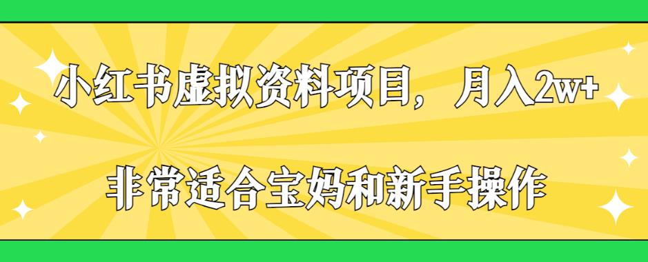小红书虚拟资料项目，月入2w+，非常适合宝妈和新手操作【揭秘】-温暖资源库