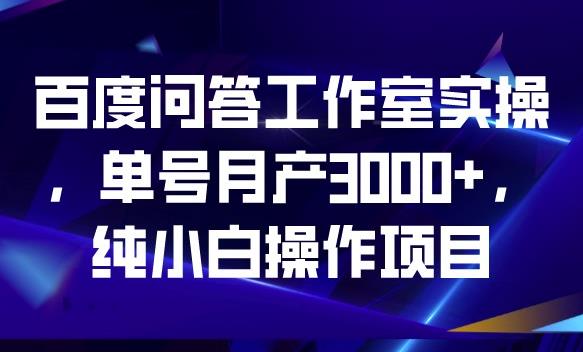 百度问答工作室实操，单号月产3000+，纯小白操作项目【揭秘】-温暖资源库