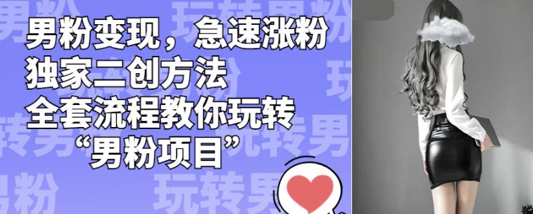 男粉变现，急速涨粉独家二创方法，全套流程教你玩转“男粉项目”【揭秘】-温暖资源库