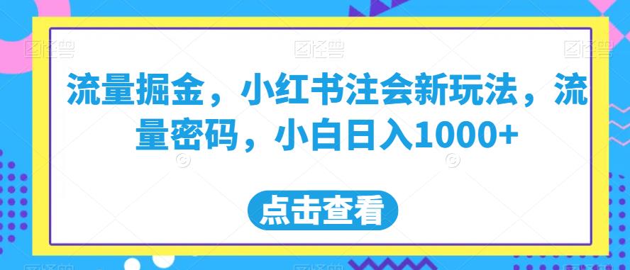 流量掘金，小红书注会新玩法，流量密码，小白日入1000+【揭秘】-温暖资源库