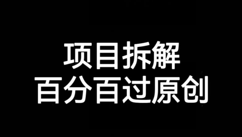 项目拆解赛道百分百过原创【揭秘】-温暖资源库