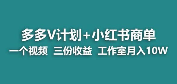 【蓝海项目】多多v计划+小红书商单一个视频三份收益工作室月入10w-温暖资源库