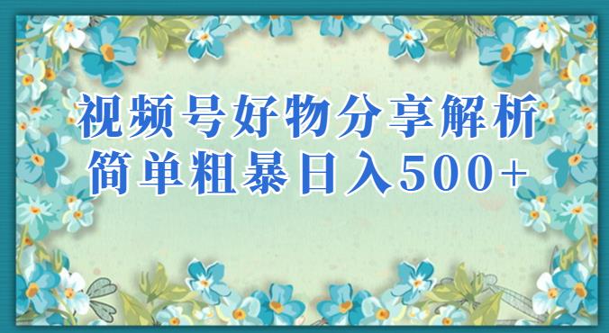 视频号好物分享解析，简单粗暴可以批量方大的项目【揭秘】-温暖资源库
