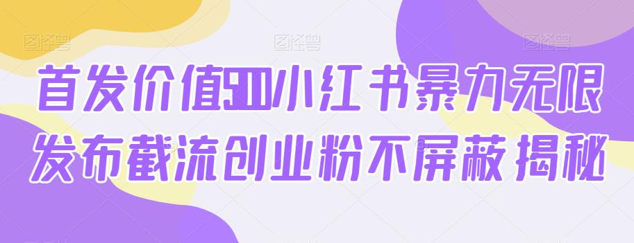 首发价值5100小红书暴力无限发布截流创业粉不屏蔽揭秘-温暖资源库
