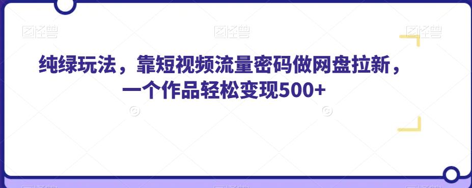 纯绿玩法，靠短视频流量密码做网盘拉新，一个作品轻松变现500+【揭秘】-温暖资源库