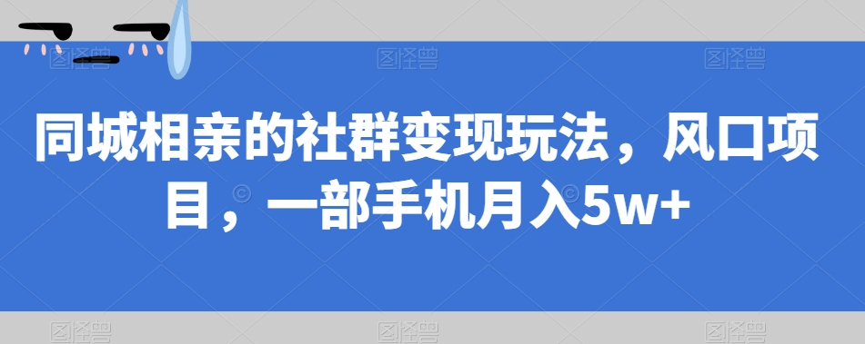 同城相亲的社群变现玩法，风口项目，一部手机月入5w+【揭秘】-温暖资源库