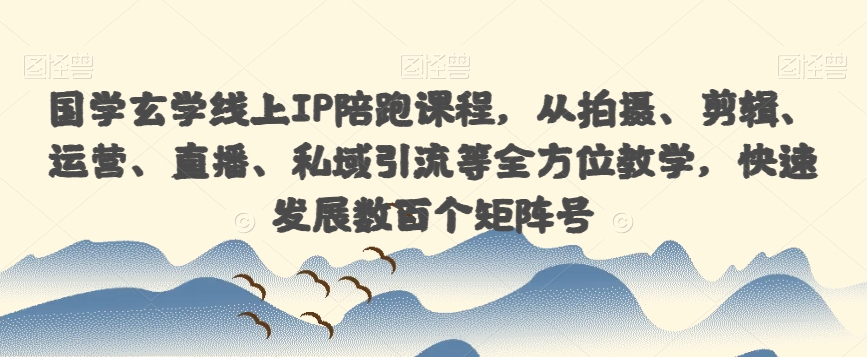 国学玄学线上IP陪跑课程，从拍摄、剪辑、运营、直播、私域引流等全方位教学，快速发展数百个矩阵号-温暖资源库