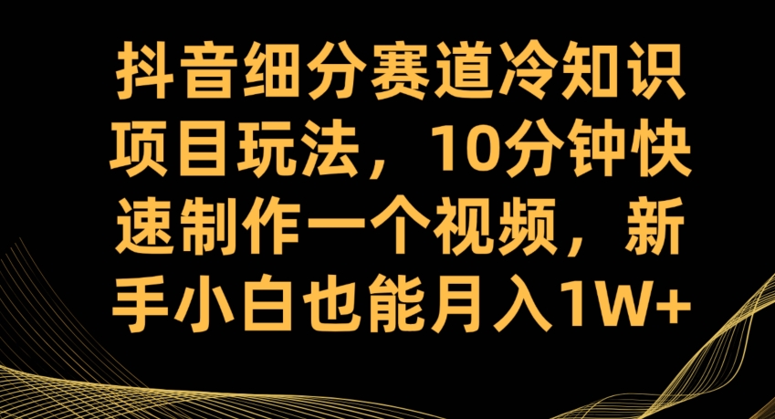 抖音细分赛道冷知识项目玩法，10分钟快速制作一个视频，新手小白也能月入1W+【揭秘】-温暖资源库