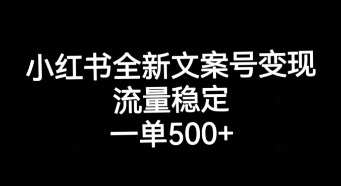 小红书全新文案号变现，流量稳定，一单收入500+-温暖资源库