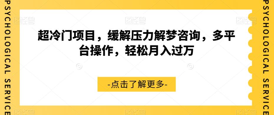 超冷门项目，缓解压力解梦咨询，多平台操作，轻松月入过万【揭秘】-温暖资源库