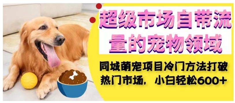 超级市场自带流量的宠物领域，同城萌宠项目冷门方法打破热门市场，小白轻松600+-温暖资源库