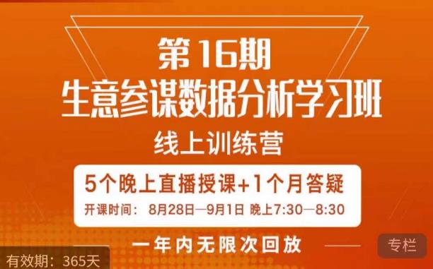 宁静·生意参谋数据分析学习班，解决商家4大痛点，学会分析数据，打造爆款！-温暖资源库