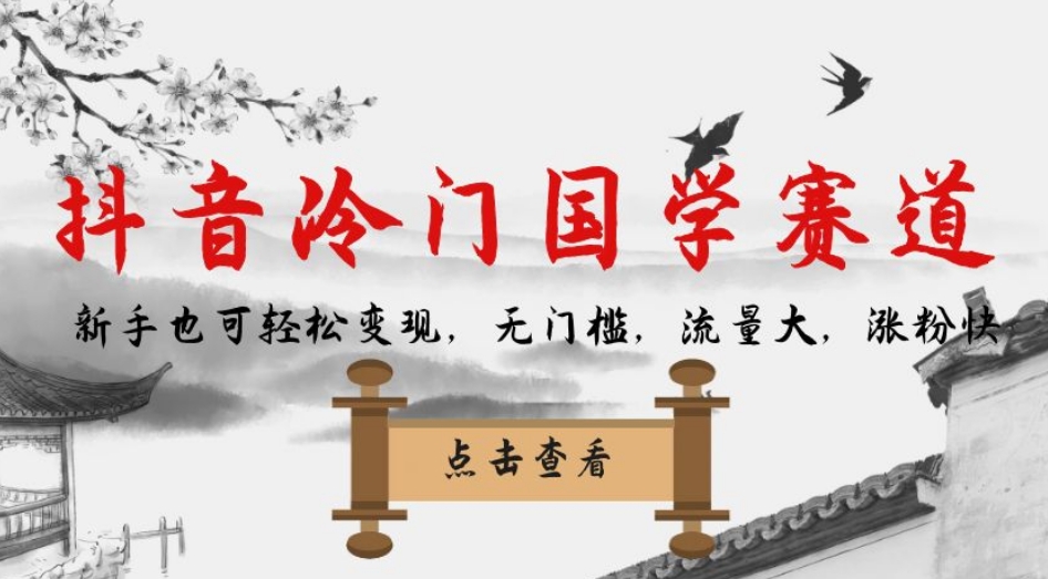 抖音冷门国学赛道，新手也可轻松变现，无门槛，流量大，涨粉快-温暖资源库