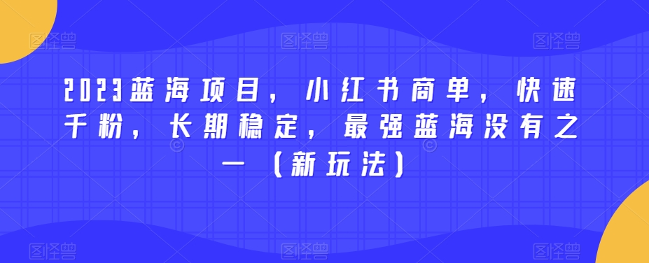 2023蓝海项目，小红书商单，快速千粉，长期稳定，最强蓝海没有之一（新玩法）-温暖资源库