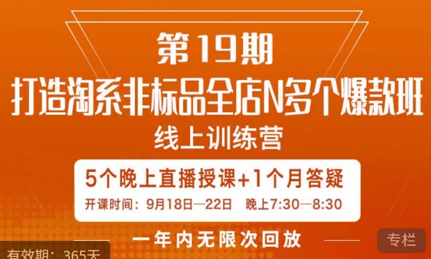 打造淘系非标全店N多个爆款线上课，​5天直播课-温暖资源库