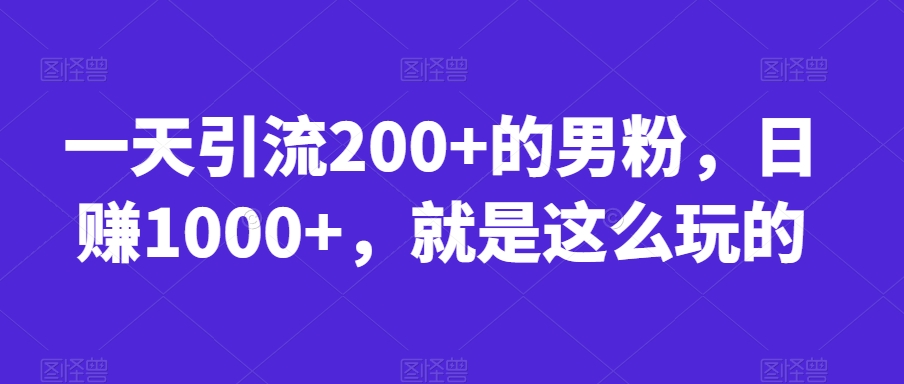 一天引流200+的男粉，日赚1000+，就是这么玩的【揭秘】-温暖资源库