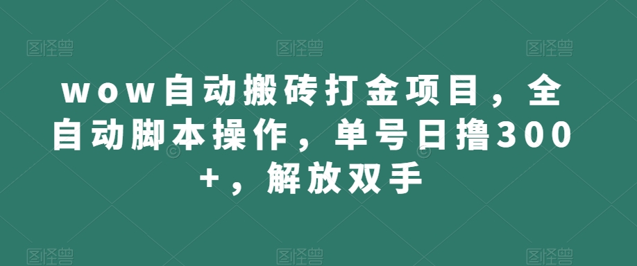wow自动搬砖打金项目，全自动脚本操作，单号日撸300+，解放双手【揭秘】-温暖资源库