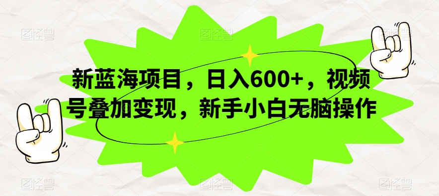 新蓝海项目，日入600+，视频号叠加变现，新手小白无脑操作【揭秘】-温暖资源库