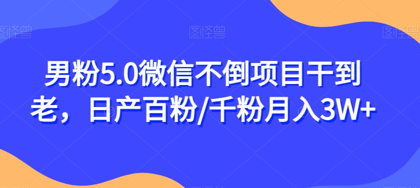 男粉5.0微信不倒项目干到老，日产百粉/千粉月入3W+【揭秘】-温暖资源库