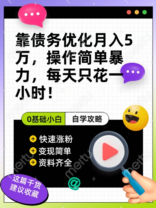 靠债务优化月入五万，每天只要花两个小时，多种方式轻松变现【揭秘】-温暖资源库