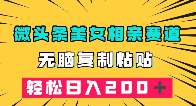 微头条冷门美女相亲赛道，无脑复制粘贴，轻松日入200＋【揭秘】-温暖资源库
