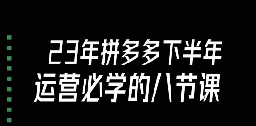 大牙·23年下半年拼多多运营必学的八节课（18节完整）-温暖资源库