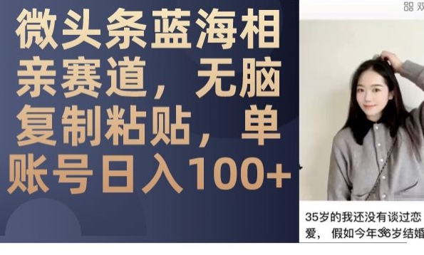 微头条蓝海相亲赛道，无脑复制粘贴，单账号日入100+-温暖资源库