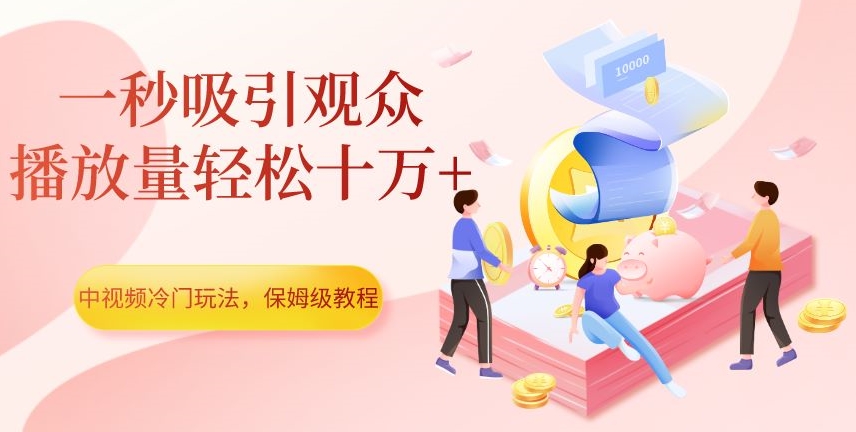 中视频冷门玩法，一秒吸引观众，播放量轻松十万+，保姆级教程【揭秘】-温暖资源库