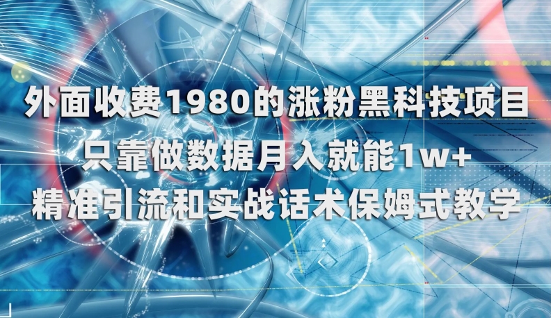 外面收费1980的涨粉黑科技项目，只靠做数据月入就能1w+【揭秘】-温暖资源库