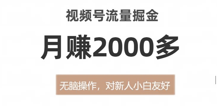 视频号流量掘金，无脑操作，对新人小白友好，月赚2000多【揭秘】-温暖资源库