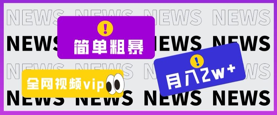 简单粗暴零成本，高回报，全网视频VIP掘金项目，月入2万＋【揭秘】-温暖资源库