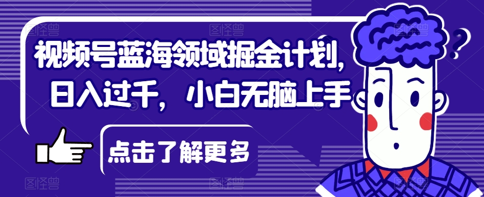 视频号蓝海领域掘金计划，日入过千，小白无脑上手【揭秘】-温暖资源库