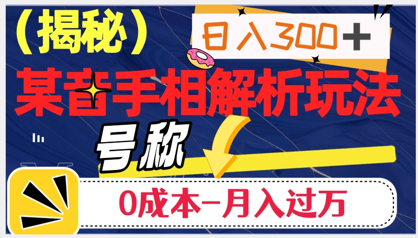 日入300+的，抖音手相解析玩法，号称0成本月入过万（揭秘）-温暖资源库