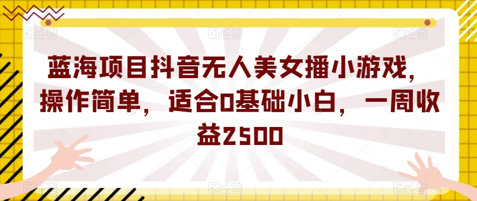 蓝海项目抖音无人美女播小游戏，操作简单，适合0基础小白，一周收益2500【揭秘】-温暖资源库