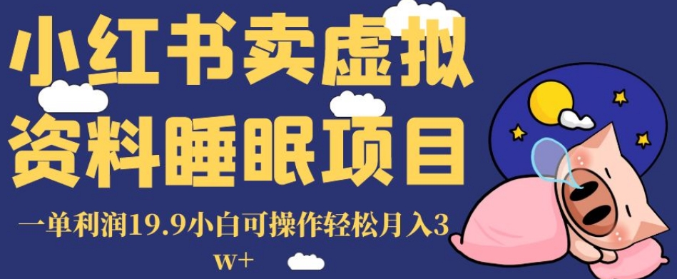 小红书卖虚拟资料睡眠项目，一单利润19.9小白可操作轻松月入3w+【揭秘】-温暖资源库