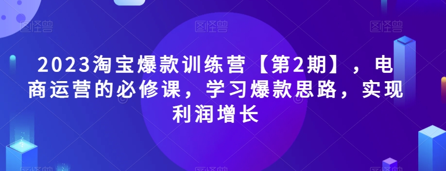 2023淘宝爆款训练营【第2期】，电商运营的必修课，学习爆款思路，实现利润增长-温暖资源库