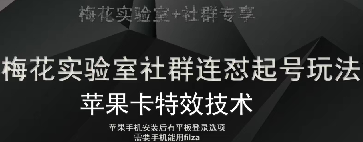 梅花实验室社群视频号连怼起号玩法，最新苹果卡特效技术-温暖资源库